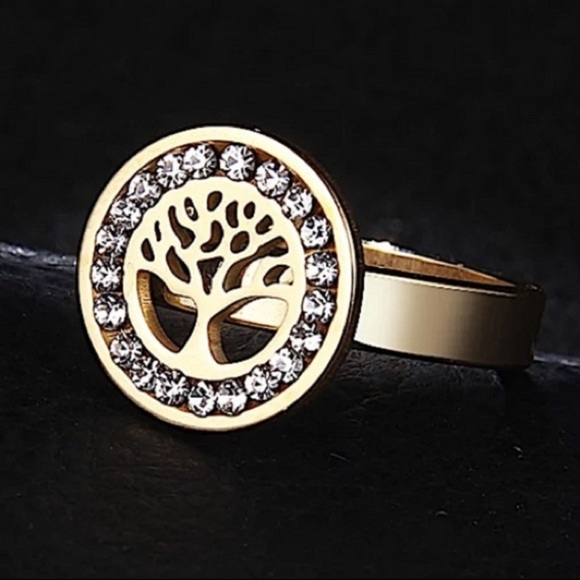 GOLD PLATED TREE OF LIFE RING - Picture 1 of 3